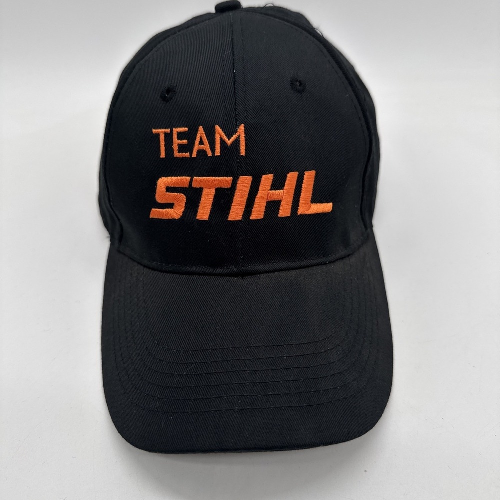 TEAM STIHL HAT black orange curved bill structured fit snapback tools mens